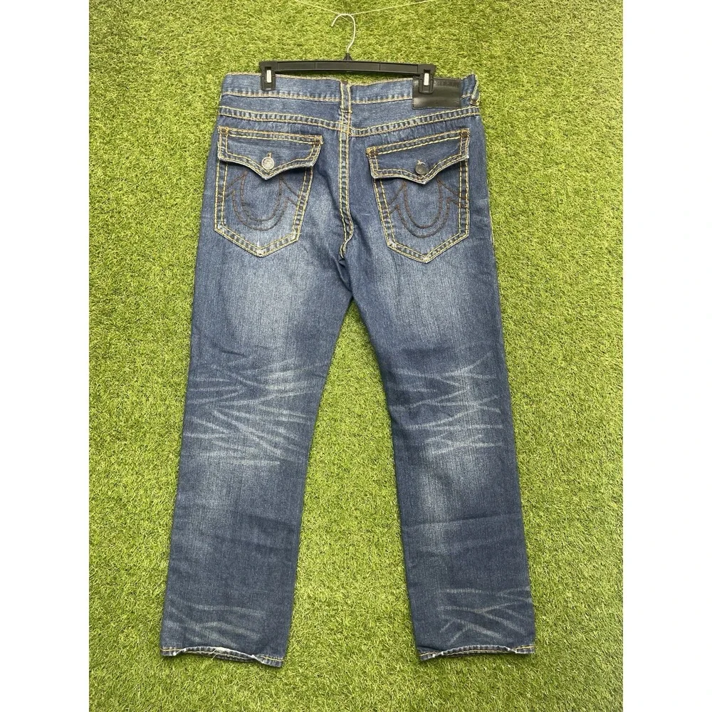 True Religion Jeans Mens 40 Ricky Relaxed Straight Big T Flap Pockets y2k Grunge